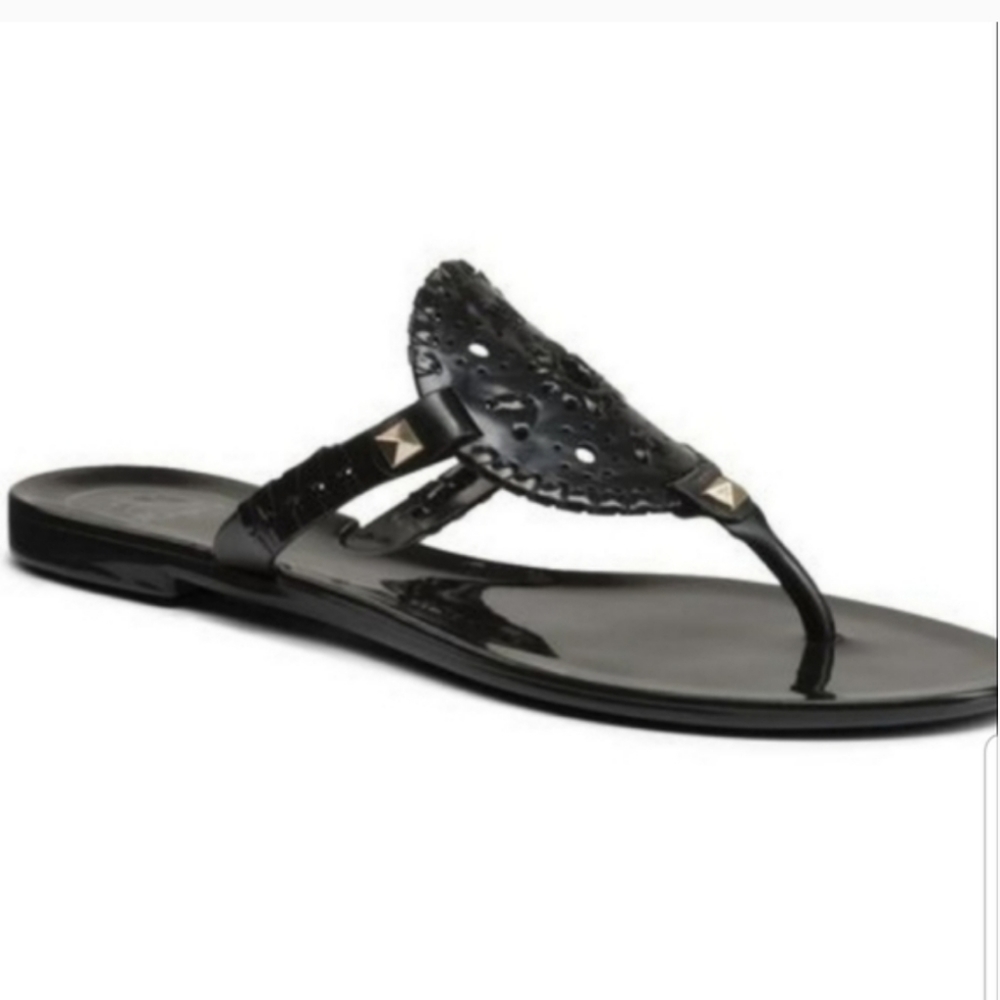 Jack Rogers Black Georgica Jelly Thong Sandals